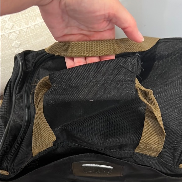 Chaps Black Duffel Bag with Tan Straps - Picture 6 of 8
